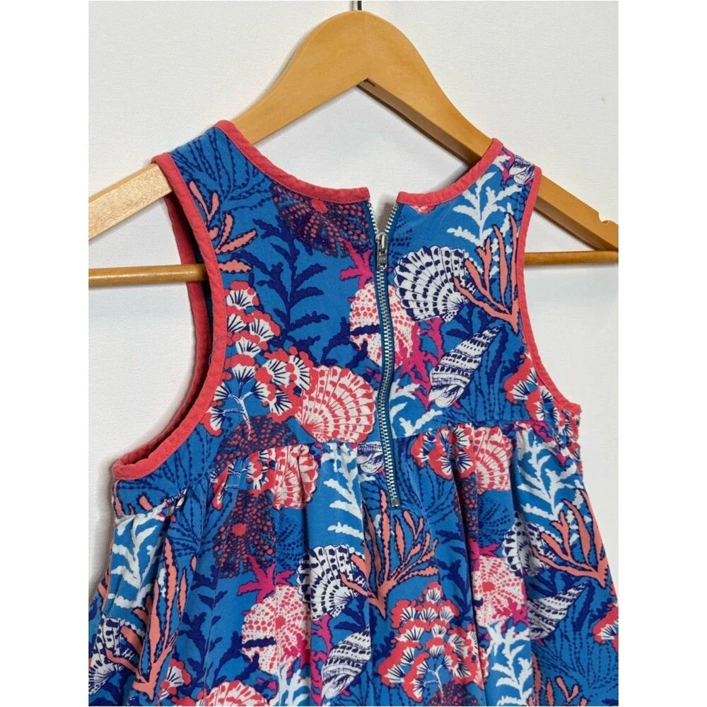 Gymboree Seashell Print Sundress Girls Size 8 Embroidered Blue A-Line Tank Dress